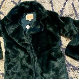 Faux hunter green fur perfect for the season